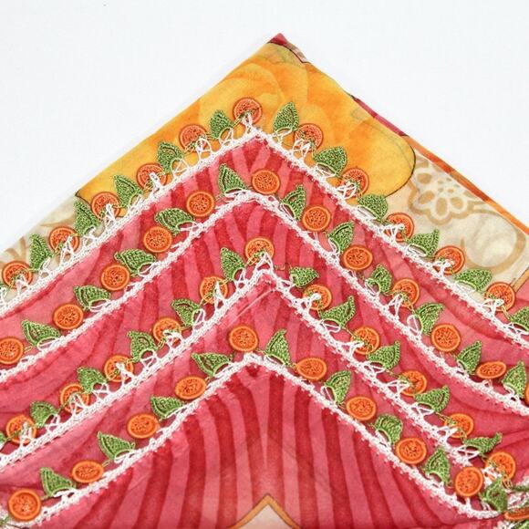 Tulbent Scarf Handmade Crochet Detailing NWOT - Picture 1 of 11